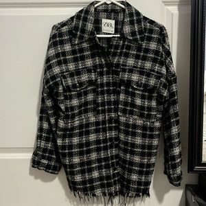 Zara Tweed jacket shacket shirt jacket